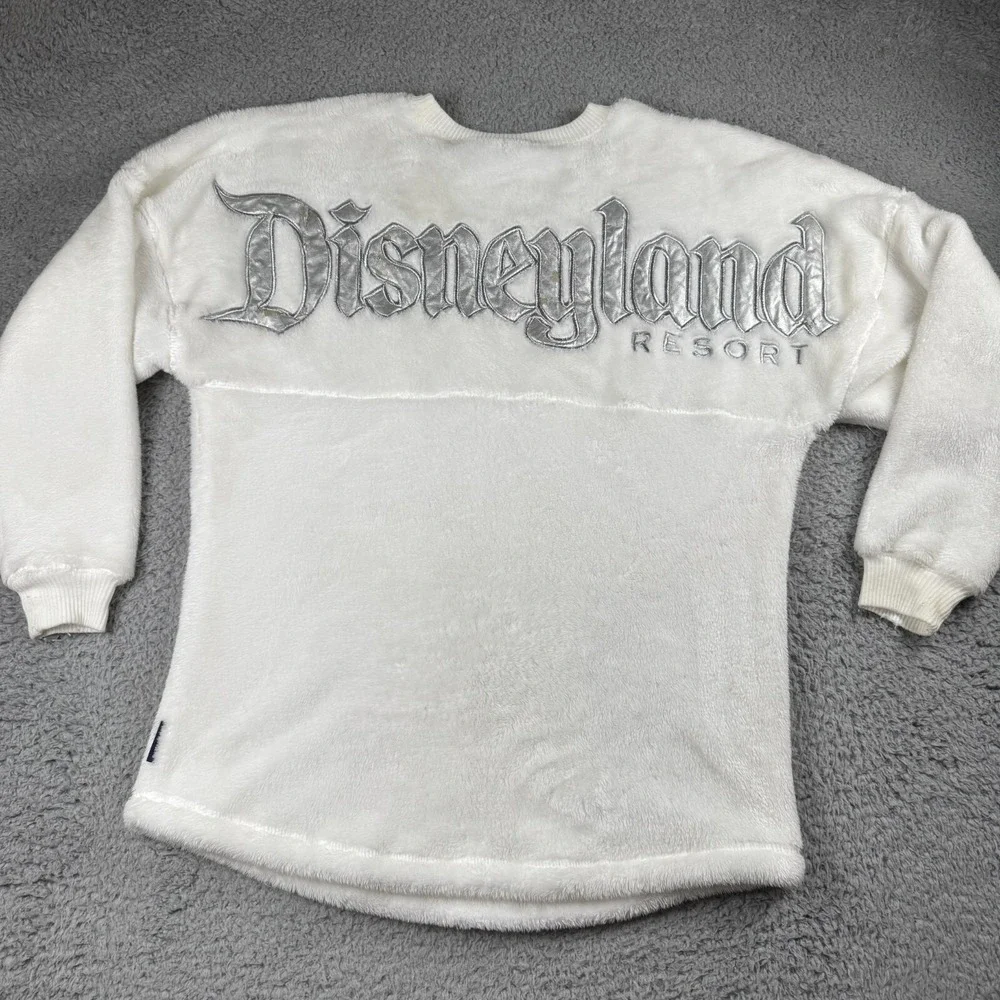 Authentic Disney Parks‎ Small White Pullover Sweater Disneyland Fleece *Flaws*